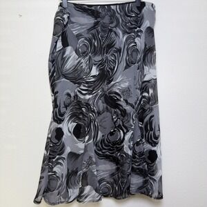 VTG 90s Whimsigoth Fairy Grunge Skirt Large Gray Black Chiffon‎ Paisley Ruffle